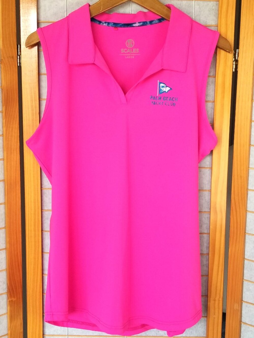 Pink Palm Beach Yacht Club Golf Polo Women's Large Scales Sleeveless Coastal